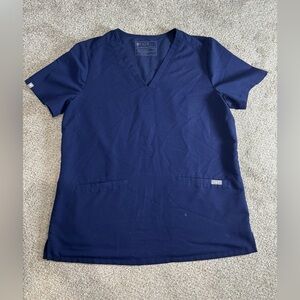 Women's Figs M Technical Collection Scrub Top Blue solid Nurse Medical